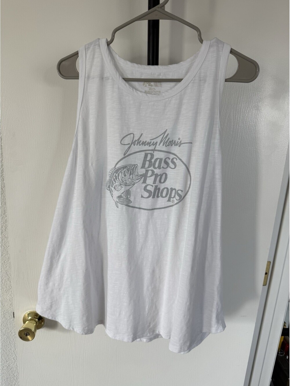 Bass Pro Shops Johnny Morris Tank Top XXL White Fishing Logo Organic Cotton